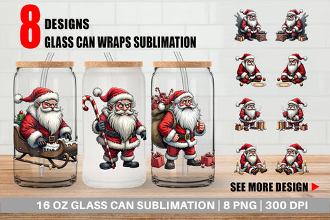 Glass Can Grumpy Santa Sublimation artnoy 