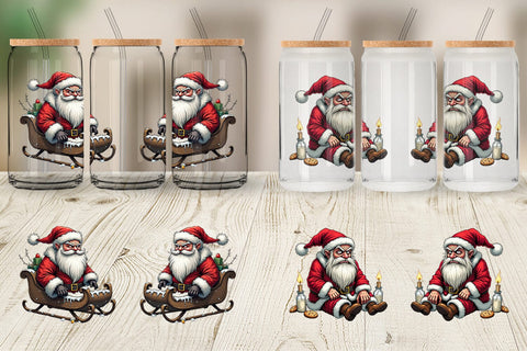 Glass Can Grumpy Santa Sublimation artnoy 