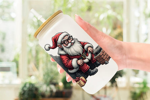 Glass Can Grumpy Santa Sublimation artnoy 