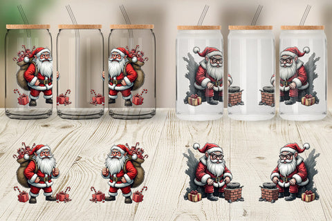 Glass Can Grumpy Santa Sublimation artnoy 