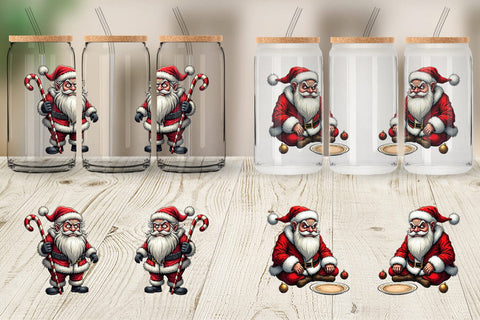 Glass Can Grumpy Santa Sublimation artnoy 