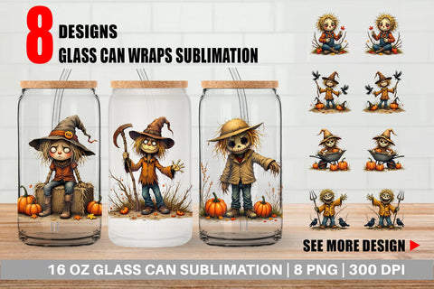 Glass Can Grumpy Scarecrow Sublimation artnoy 