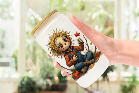 Glass Can Grumpy Scarecrow Sublimation artnoy 