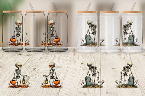 Glass Can Grumpy Skeleton Sublimation artnoy 
