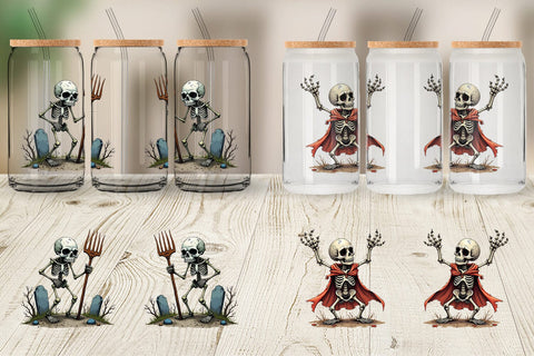 Glass Can Grumpy Skeleton Sublimation artnoy 