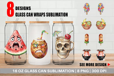 Glass Can Grumpy Summerween Luau Treats Sublimation artnoy 