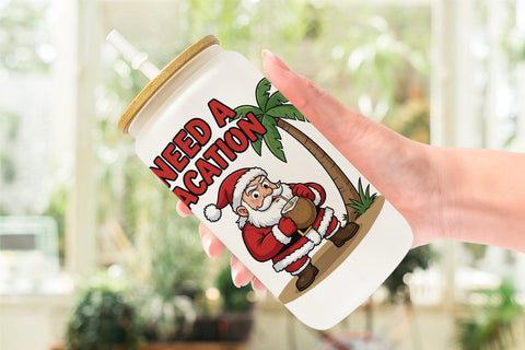 Glass Can Grumpy Surfer Santa Sarcastic Quotes Sublimation artnoy 