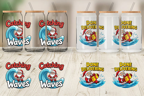 Glass Can Grumpy Surfer Santa Sarcastic Quotes Sublimation artnoy 