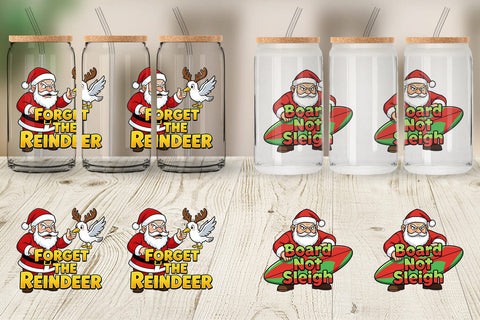 Glass Can Grumpy Surfer Santa Sarcastic Quotes Sublimation artnoy 