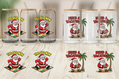Glass Can Grumpy Surfer Santa Sarcastic Quotes Sublimation artnoy 