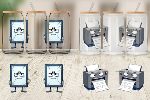 Glass Can Grumpy Tech Gadgets Sublimation artnoy 