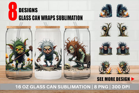 Glass Can Grumpy Troll Sublimation artnoy 