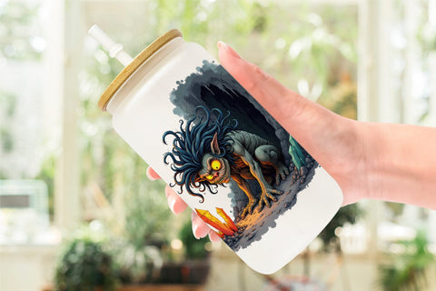 Glass Can Grumpy Troll Sublimation artnoy 