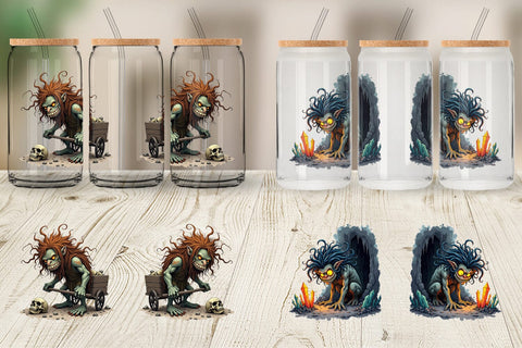 Glass Can Grumpy Troll Sublimation artnoy 