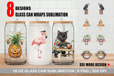 Glass Can Grumpy Tropical Goth Animal Sublimation artnoy 