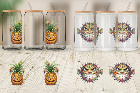 Glass Can Grumpy Tropical Goth Animal Sublimation artnoy 