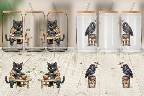 Glass Can Grumpy Tropical Goth Animal Sublimation artnoy 
