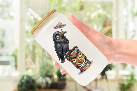 Glass Can Grumpy Tropical Goth Animal Sublimation artnoy 