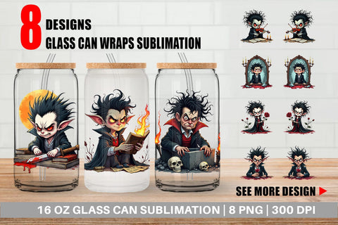 Glass Can Grumpy Vampire Sublimation artnoy 