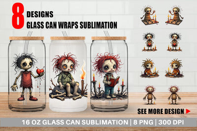 Glass Can Grumpy Voodoo Doll Sublimation artnoy 
