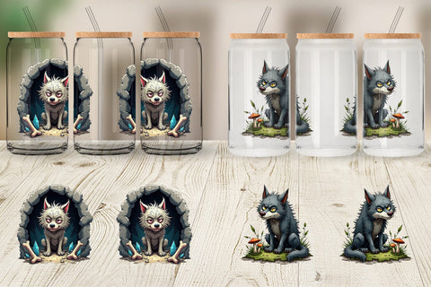 Glass Can Grumpy Werewolf Sublimation artnoy 