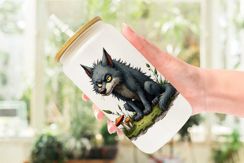 Glass Can Grumpy Werewolf Sublimation artnoy 