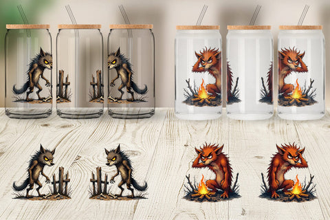Glass Can Grumpy Werewolf Sublimation artnoy 
