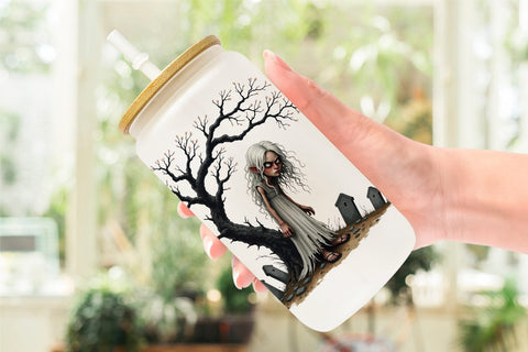 Glass Can Grumpy White Lady Sublimation artnoy 