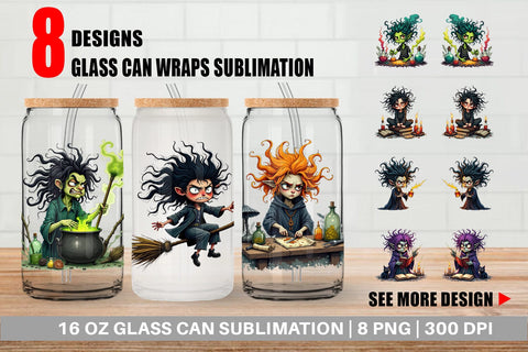 Glass Can Grumpy Witch Sublimation artnoy 