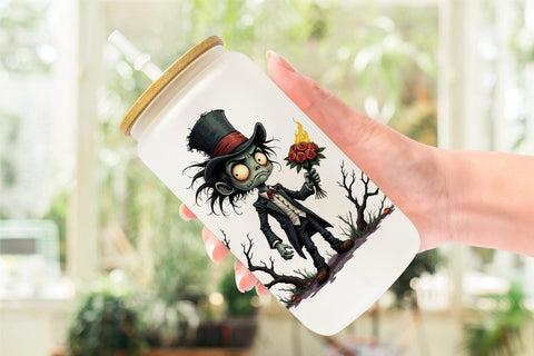 Glass Can Grumpy Zombie Couple Sublimation artnoy 