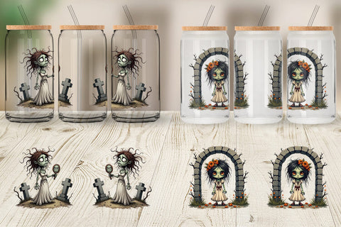 Glass Can Grumpy Zombie Couple Sublimation artnoy 