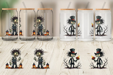 Glass Can Grumpy Zombie Couple Sublimation artnoy 
