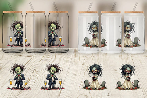 Glass Can Grumpy Zombie Couple Sublimation artnoy 