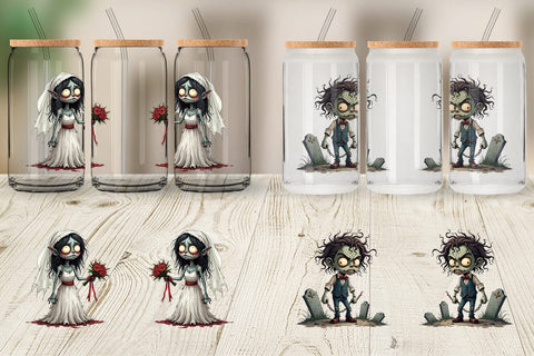 Glass Can Grumpy Zombie Couple Sublimation artnoy 