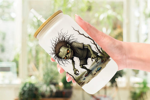 Glass Can Grumpy Zombie Sublimation artnoy 