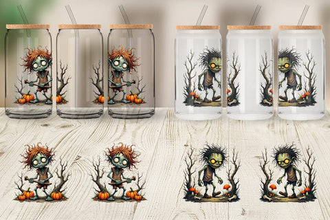 Glass Can Grumpy Zombie Sublimation artnoy 
