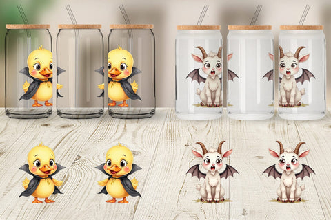 Glass Can Halloween Animals Sublimation artnoy 