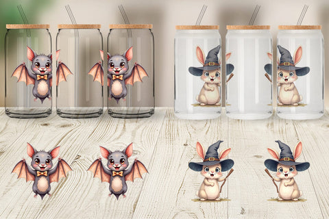 Glass Can Halloween Animals Sublimation artnoy 