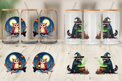 Glass Can Halloween Animals Sublimation artnoy 