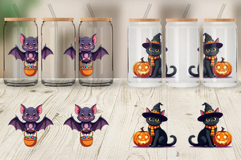 Glass Can Halloween Animals Sublimation artnoy 