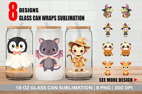 Glass Can Halloween Animals Sublimation artnoy 