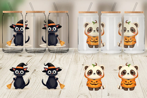 Glass Can Halloween Animals Sublimation artnoy 