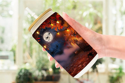Glass Can Halloween Bokeh Scene Sublimation artnoy 