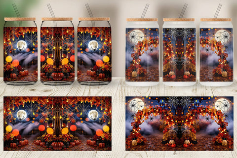 Glass Can Halloween Bokeh Scene Sublimation artnoy 
