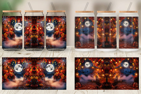 Glass Can Halloween Bokeh Scene Sublimation artnoy 