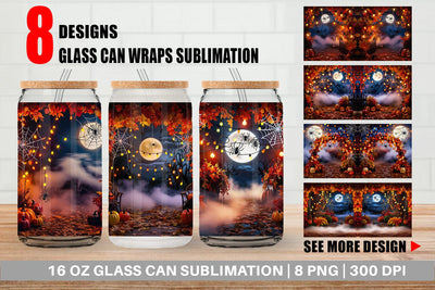 Glass Can Halloween Bokeh Scene Sublimation artnoy 
