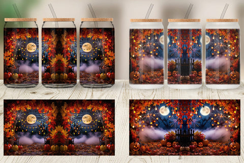 Glass Can Halloween Bokeh Scene Sublimation artnoy 