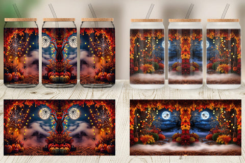 Glass Can Halloween Bokeh Scene Sublimation artnoy 