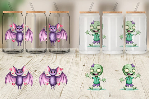 Glass Can Halloween Characters Sublimation artnoy 