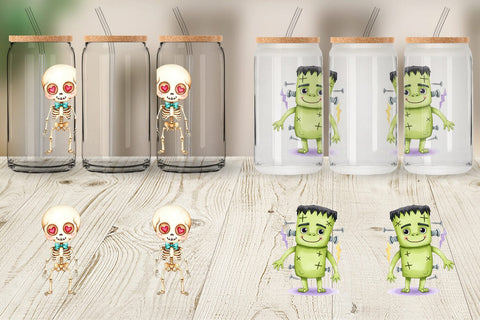 Glass Can Halloween Characters Sublimation artnoy 